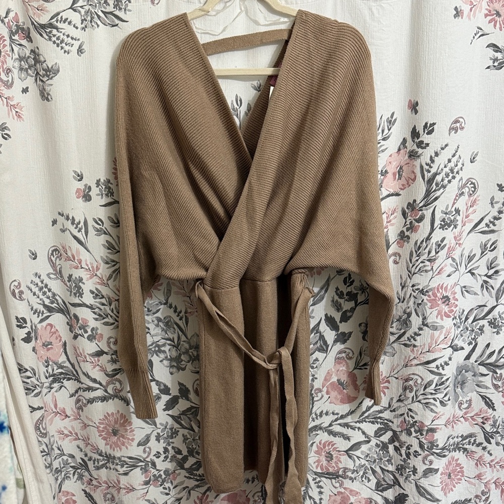 Francesca's Collections Tan Wrap Dress